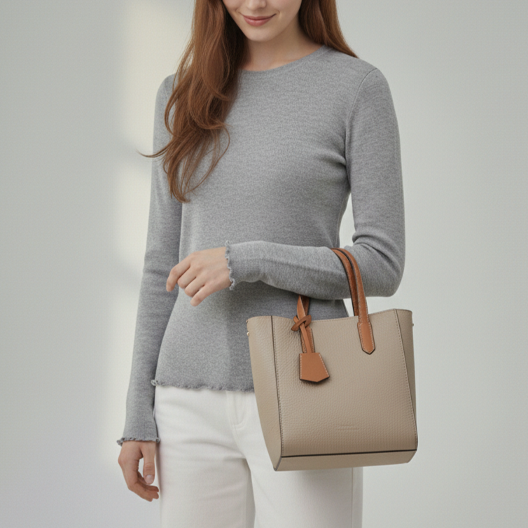 Noelle Leather Bucket Tote Bag